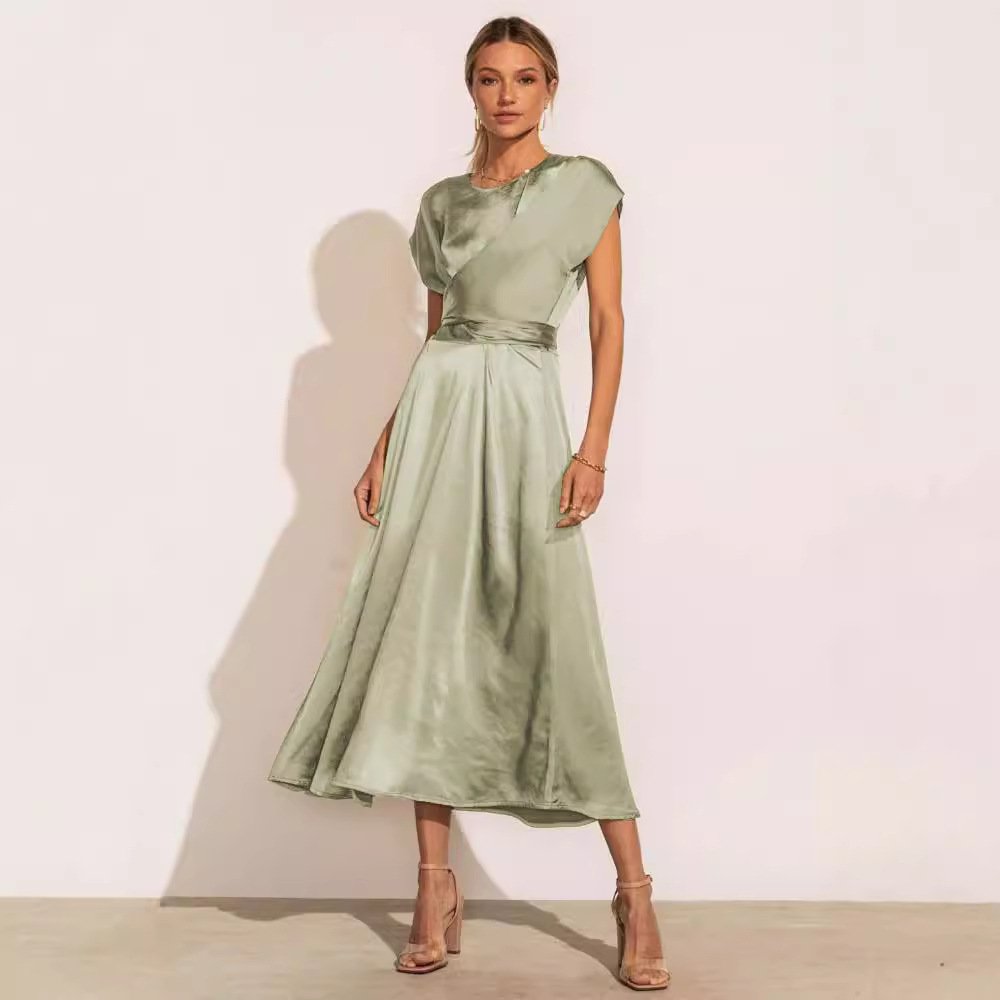 V-neck floral women's loose casual summer dresses wholesale