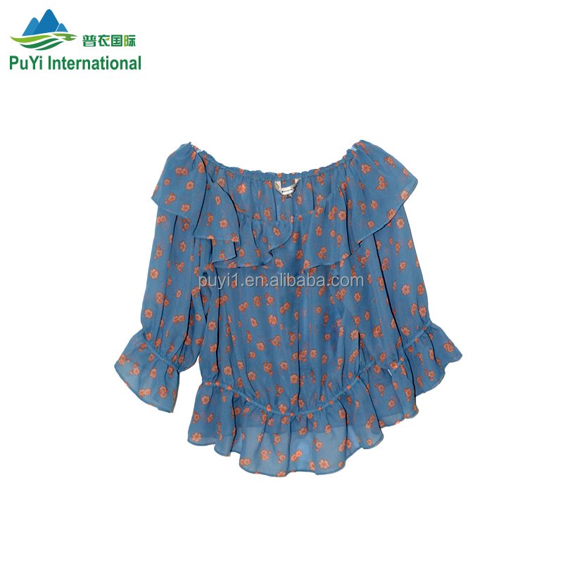 Ladies Summer Silk Blouse chiffon blouse Second Hand Clothing Bales 100kg Used Clothes