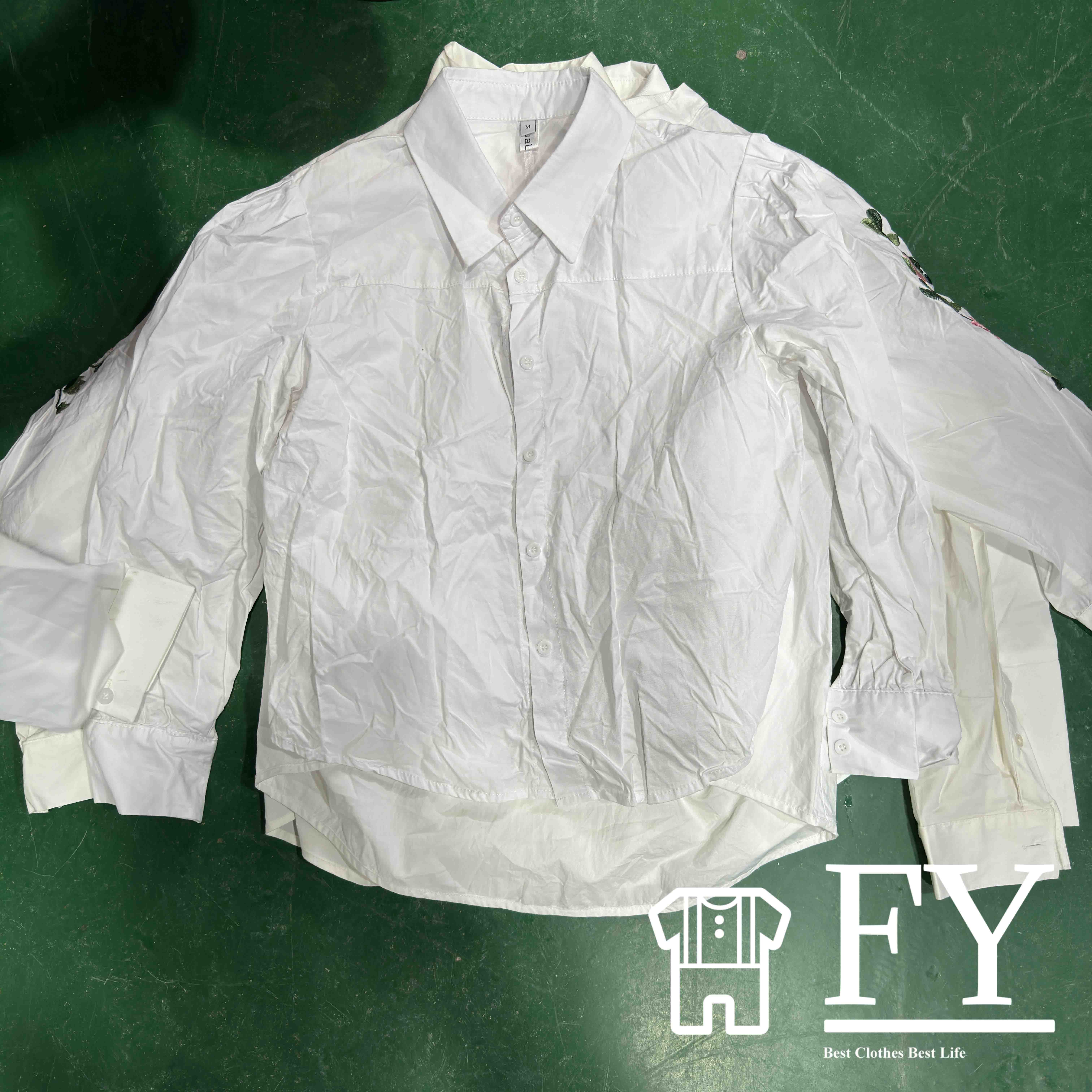 FengYang Used Clothes White Cotton Blouses For Women Bundle Slightly Used Clothing Bale Korea