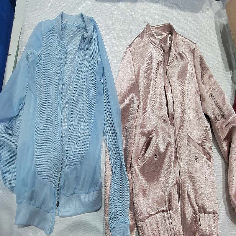 used clothes bales women's zipper jacket Women's stand-up collar zipper jacket with a fitted jacket coat