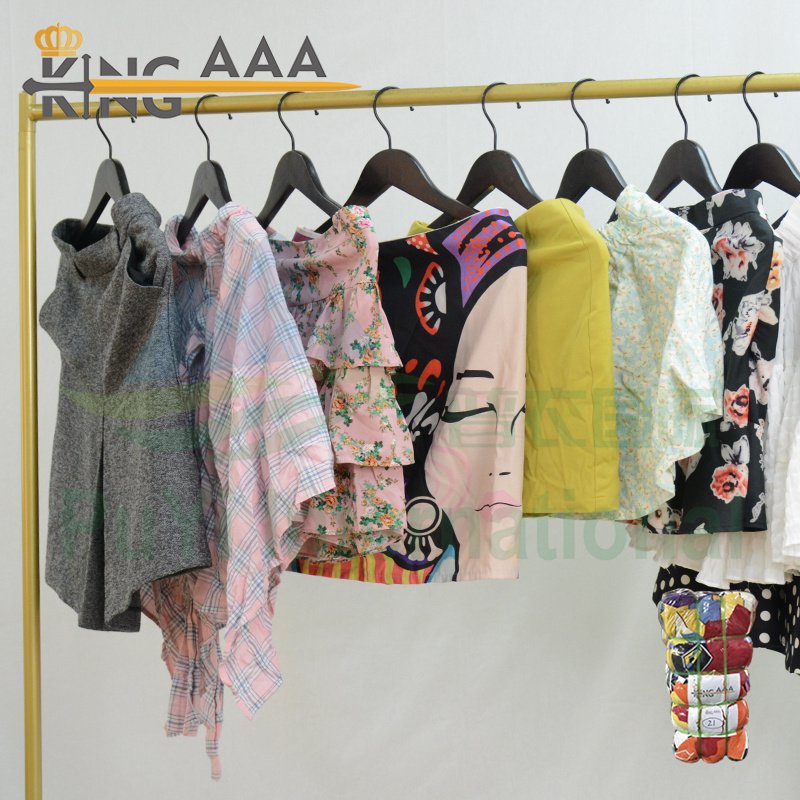 PUYI cotton mini skirts stock clothes bales from korea used clothing
