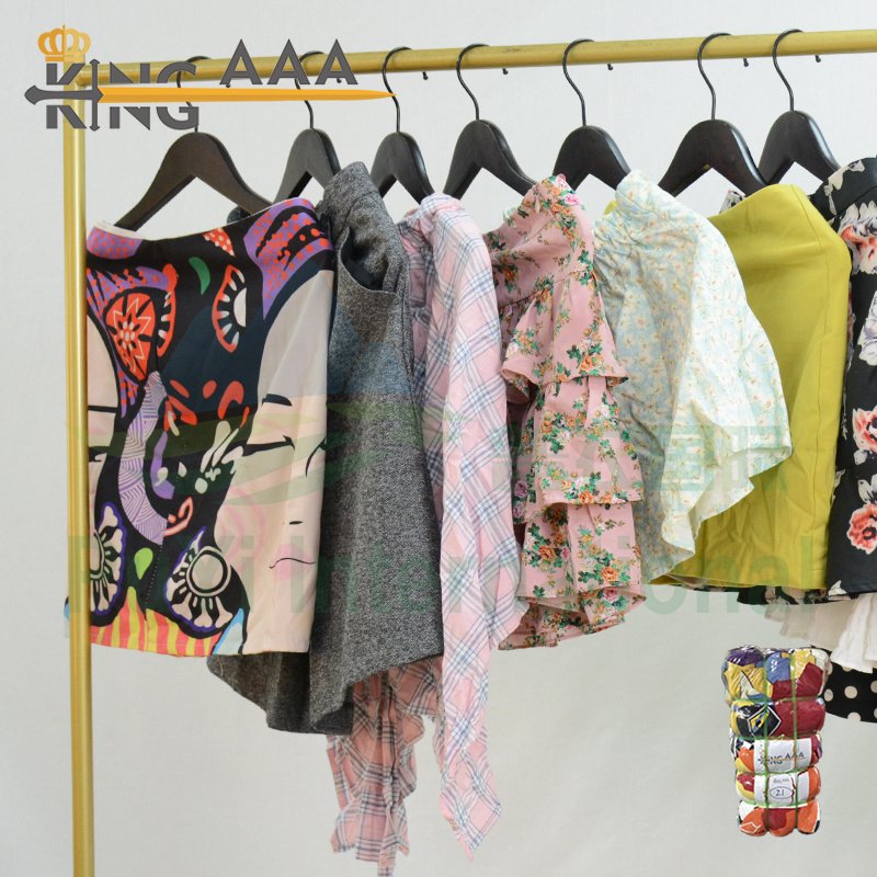 PUYI cotton mini skirts stock clothes bales from korea used clothing