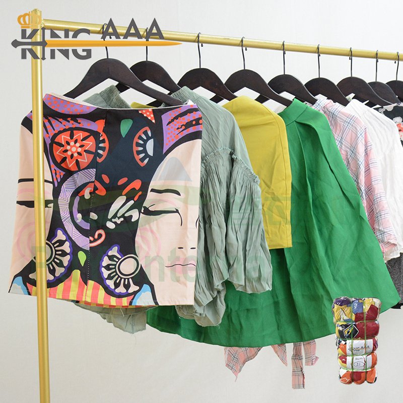 PUYI cotton mini skirts stock clothes bales from korea used clothing