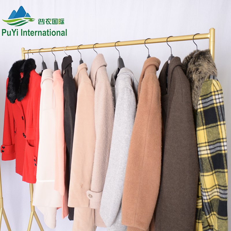 PUYI branded used COAT premium clothes Long Sleeve Women Luxury Coats king bale ropa usada used clothes 45kg
