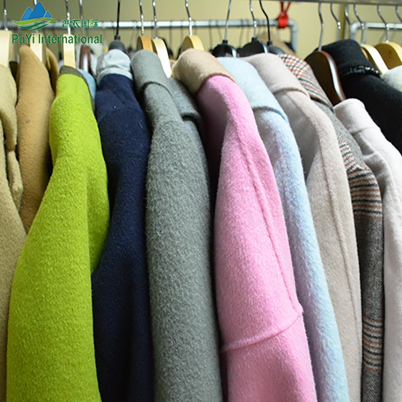 PUYI branded used COAT premium clothes Long Sleeve Women Luxury Coats king bale ropa usada used clothes 45kg