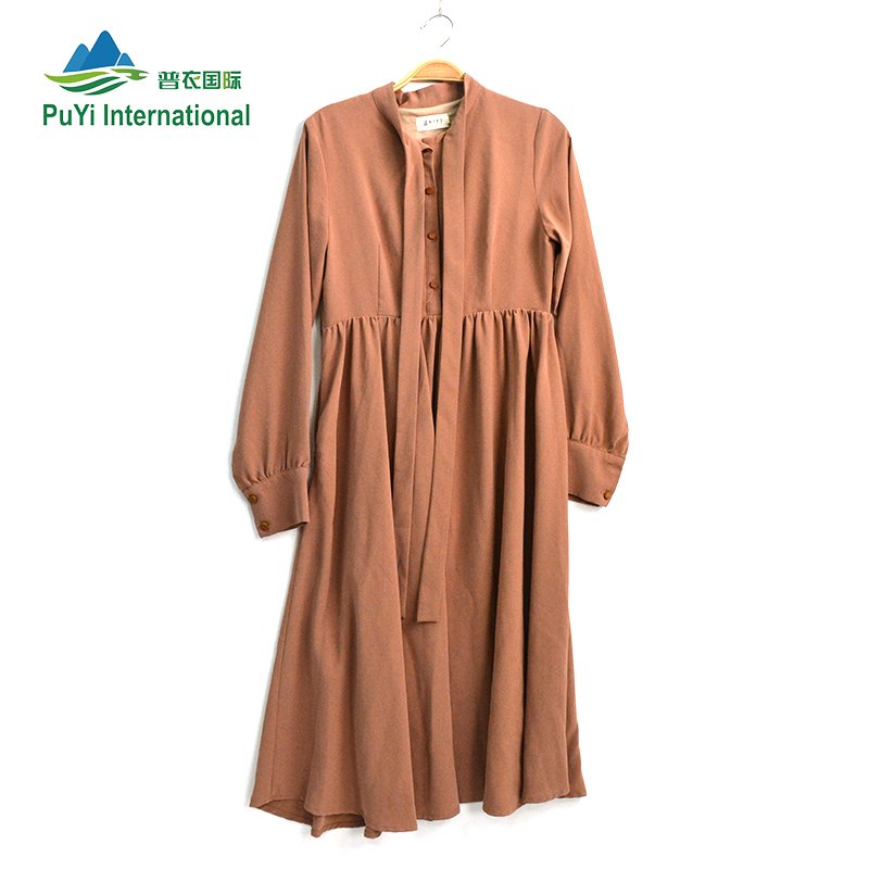 PUYI used clothing manufacturers Wholesale used casual ladies cotton dress used clothes for sale