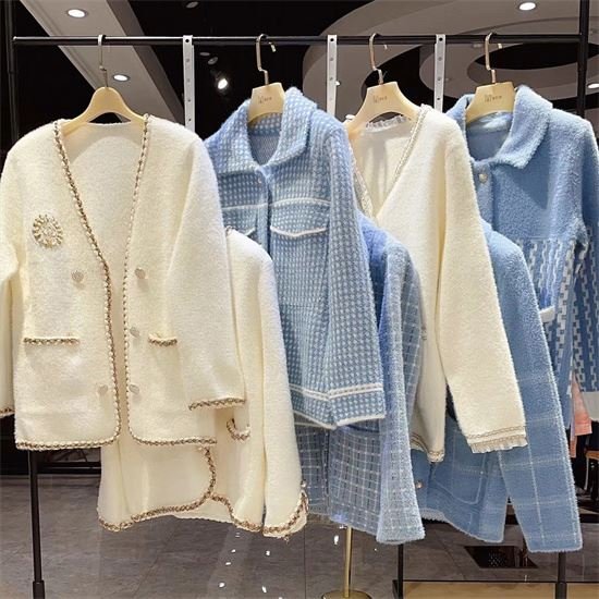 2022 autumn and winter clothes cardigan small fragrance coat sweater women second-hand women's clothing wholesale stock clothes
