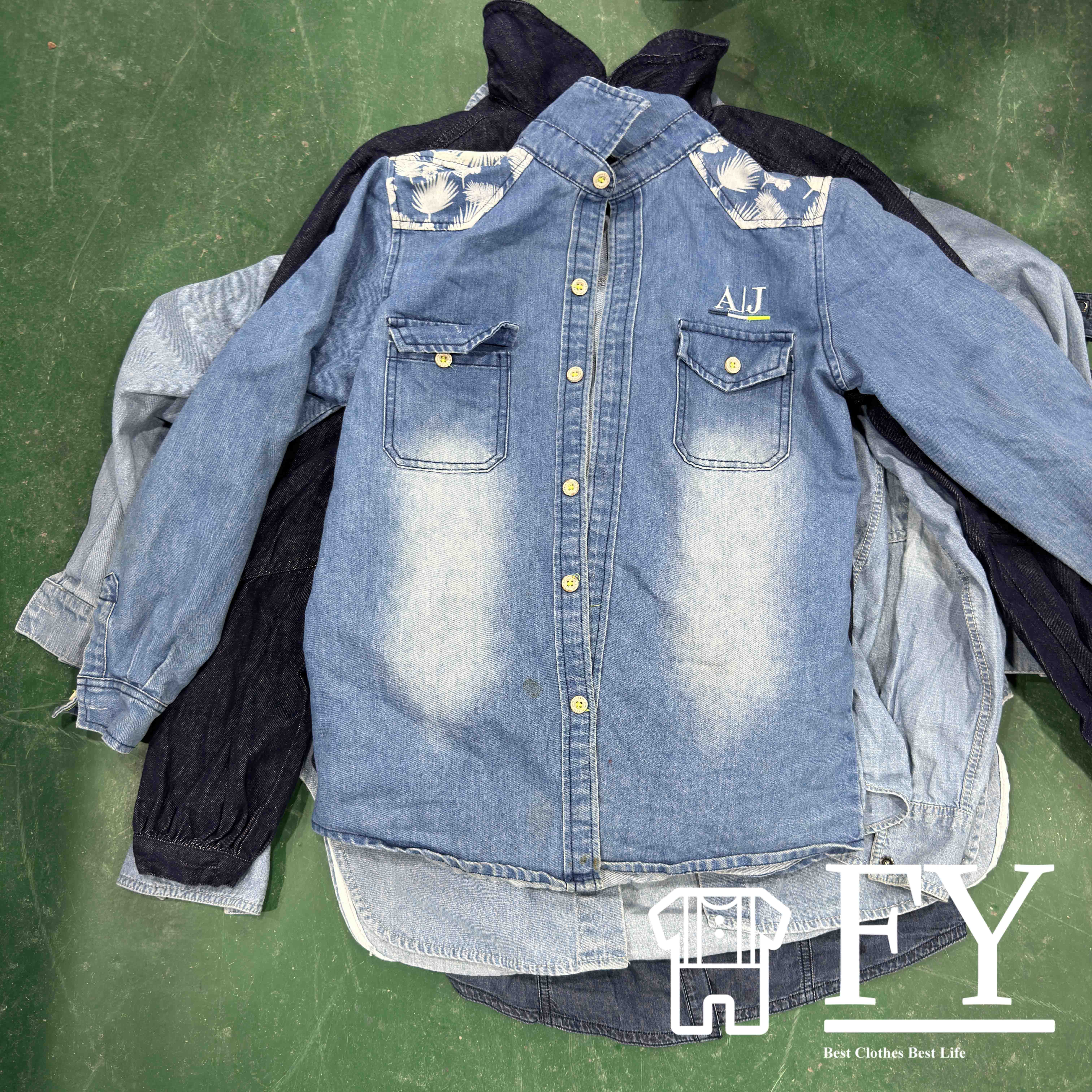 FengYang Ukay Used Denim Shirt Used Clothes Bales for Men Women Used for Adult Grade A/B Clothes