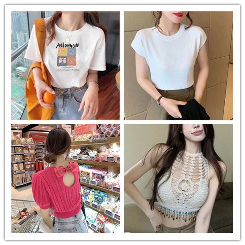 chen New stock clothes Women short top t-shirt low Price Bulk Clothing Casual Dress Clothes used clothes women dress
