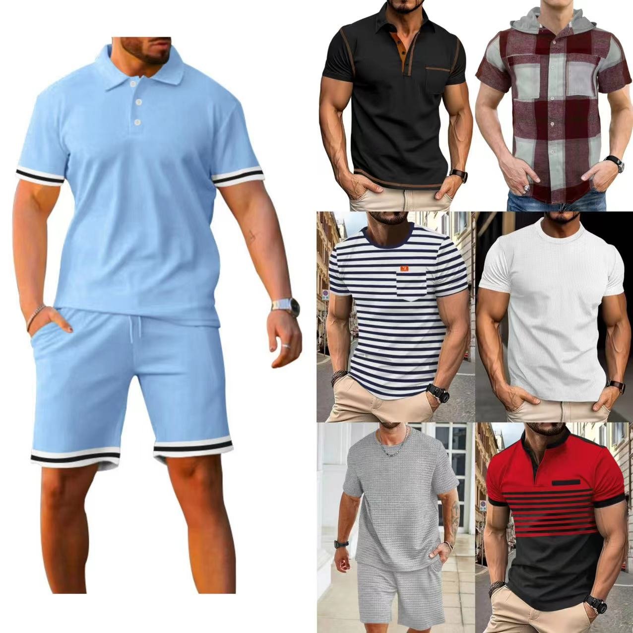 2024Summer Popular Men's T Shirts Breathable Quick Drying Short Sleeves used clothes bales free shipping apparel stock