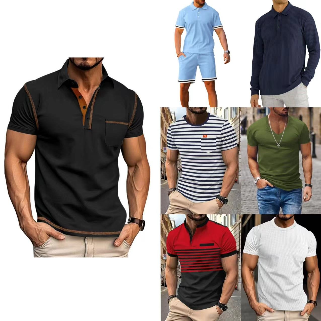 2024Summer Popular Men's T Shirts Breathable Quick Drying Short Sleeves used clothes bales free shipping apparel stock