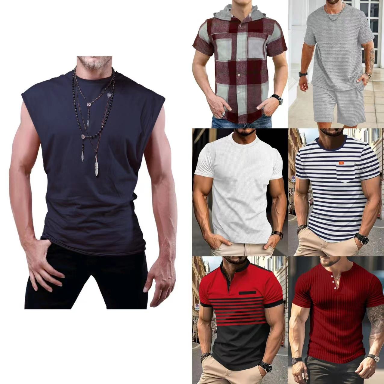 2024Summer Popular Men's T Shirts Breathable Quick Drying Short Sleeves used clothes bales free shipping apparel stock