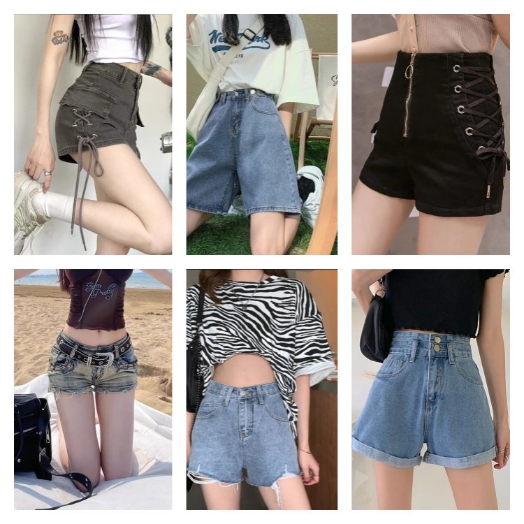 2024 Summer High Quality Fashion Slimming Zipper Denim Retro Shorts Women's Jeans Mixed Random Shipping