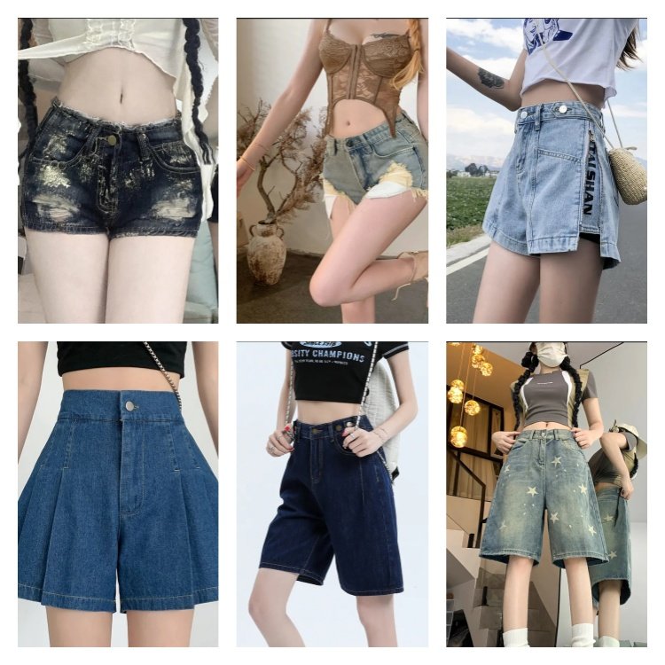 2024 Summer High Quality Fashion Slimming Zipper Denim Retro Shorts Women's Jeans Mixed Random Shipping