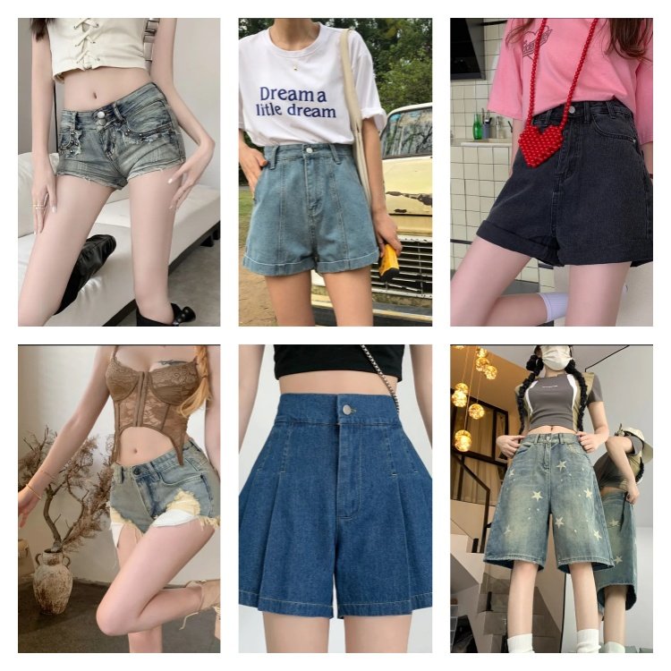 2024 Summer High Quality Fashion Slimming Zipper Denim Retro Shorts Women's Jeans Mixed Random Shipping