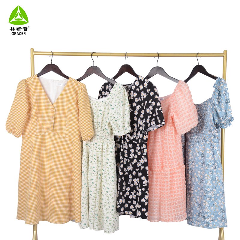 Spring Used Clothes Bulk Second Hand Clothing Ladies Cotton Short Women'S Dress Philippines Ukay Bales Supplier