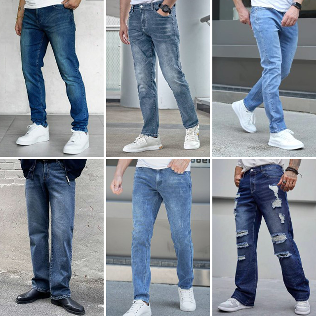 Wholesale of summer thin men's jeans men's straight slim fit elastic casual stock jeans randomly shipped