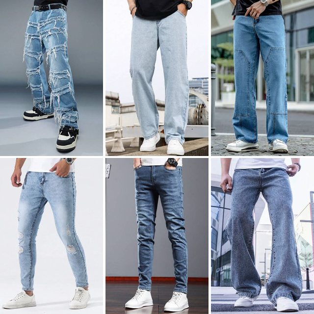 Wholesale of summer thin men's jeans men's straight slim fit elastic casual stock jeans randomly shipped