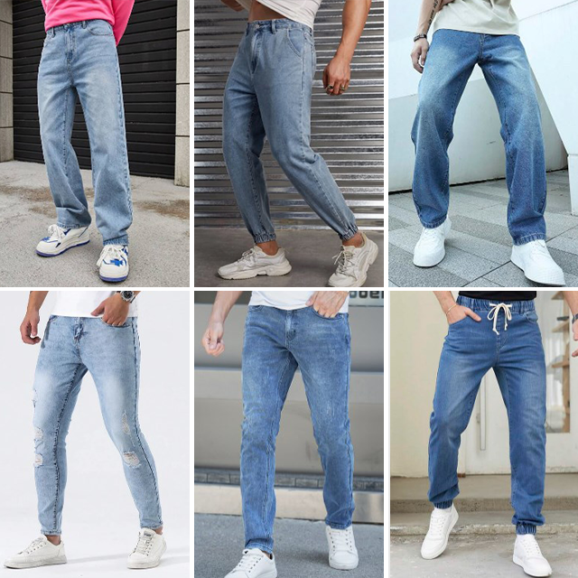 Wholesale of summer thin men's jeans men's straight slim fit elastic casual stock jeans randomly shipped