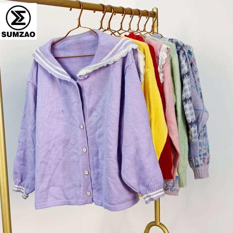 second hand women used clothes bales knitted cardigan baju bekas sweater pakaian bekas
