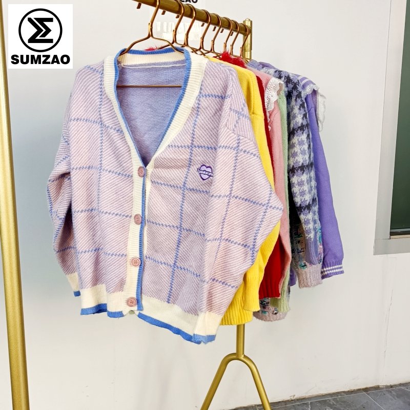 second hand women used clothes bales knitted cardigan baju bekas sweater pakaian bekas