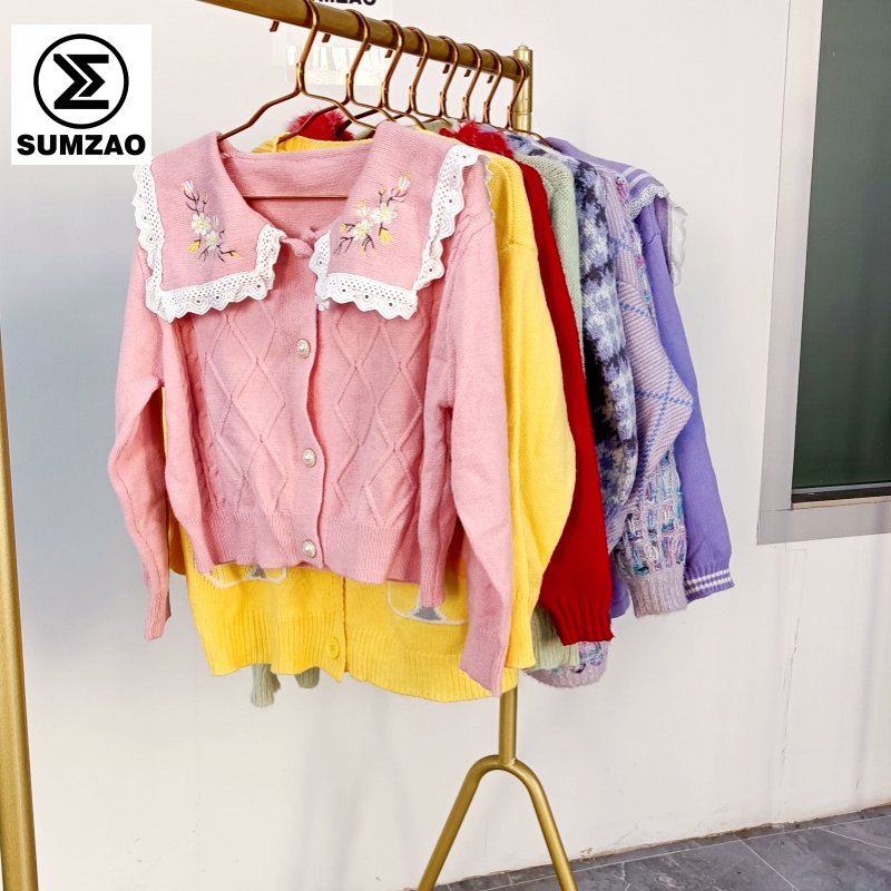 second hand women used clothes bales knitted cardigan baju bekas sweater pakaian bekas