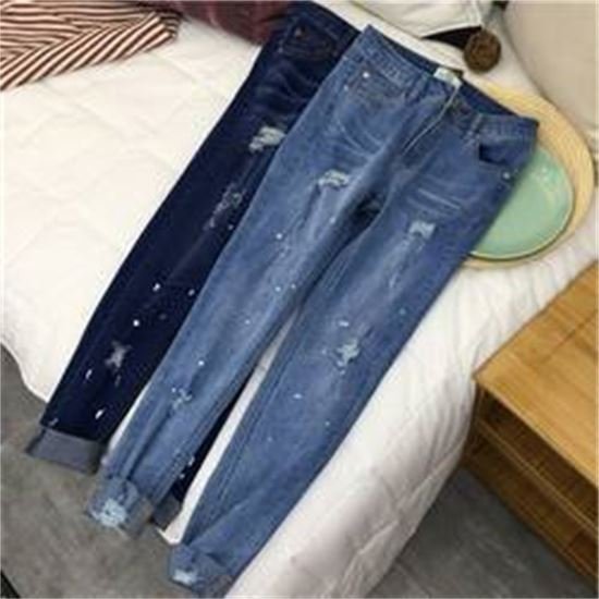 mix fashionable used stretch colored denim jeans for women stock lot garments