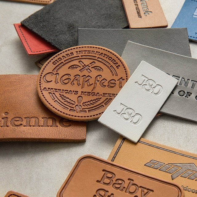 High Quality Embossed camel rectangle leather patch for clothes and bags
