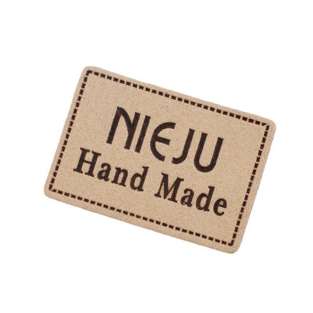 High Quality Embossed camel rectangle leather patch for clothes and bags