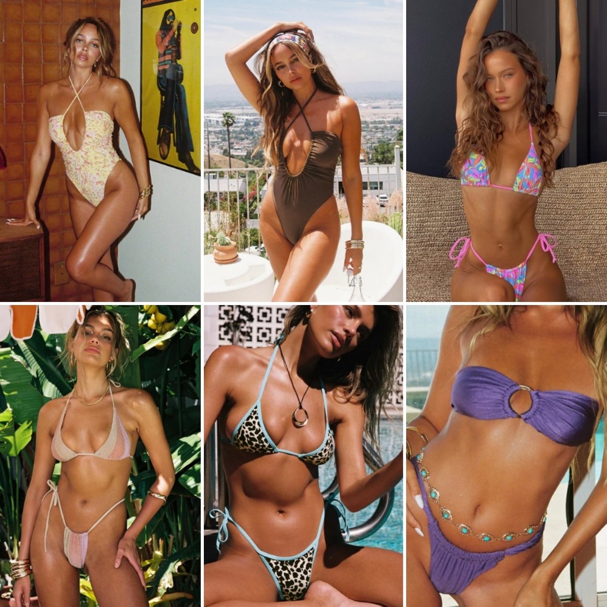 Europeanand American popular women's printed swimsuits conservative high waisted triangle bikinibeach swimsuits randomly shipped