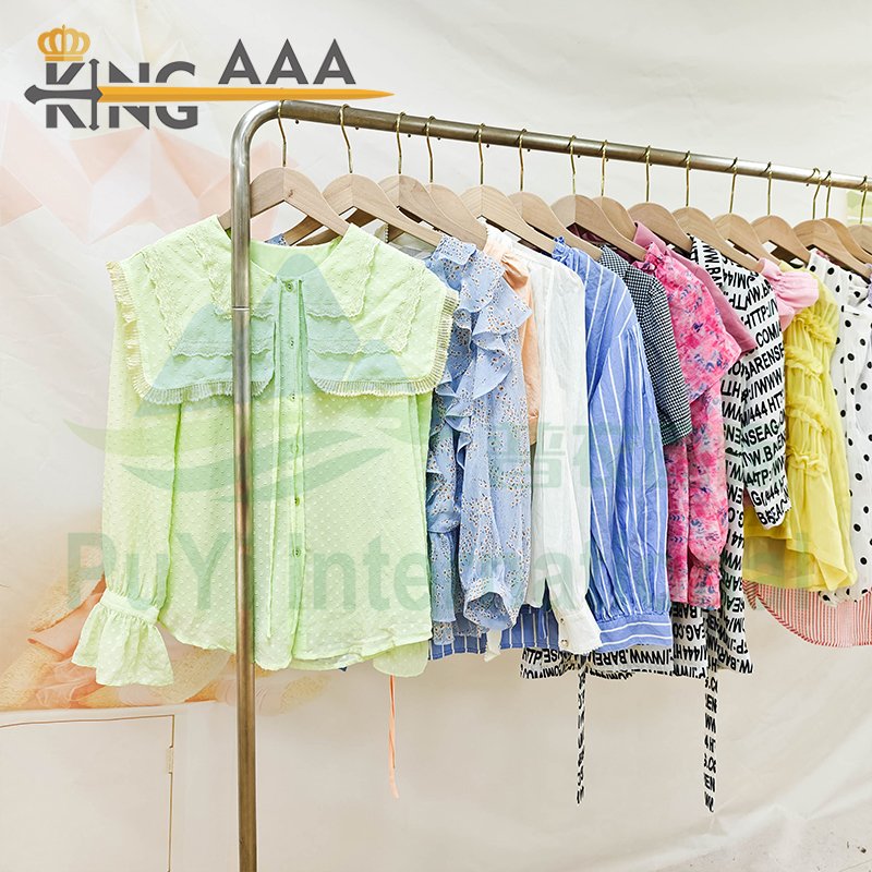 Wholesale Elegant Long Sleeve Buttons Casual Tops Shirts Ruffles Ladies Second Hand Used Clothes Clothing Bales women