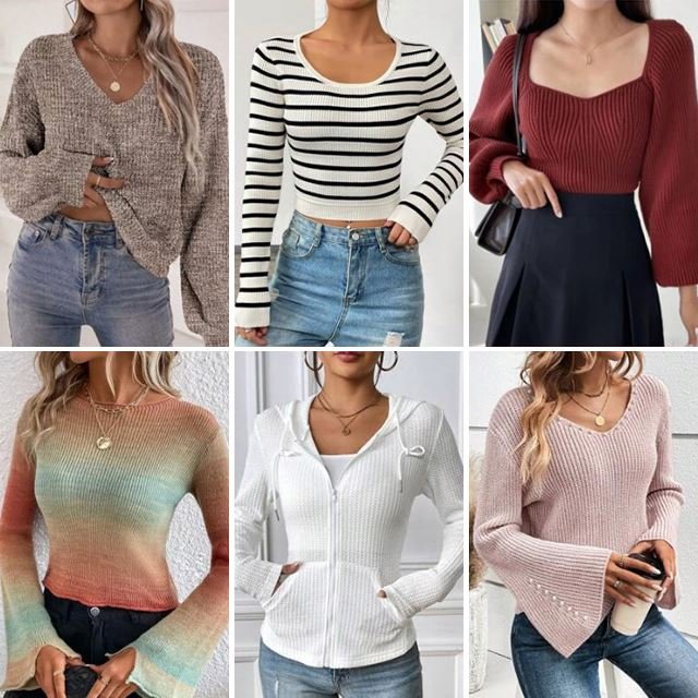 Wholesale high-quality winter Used long sleeved round neck pullover knitted sweater for women