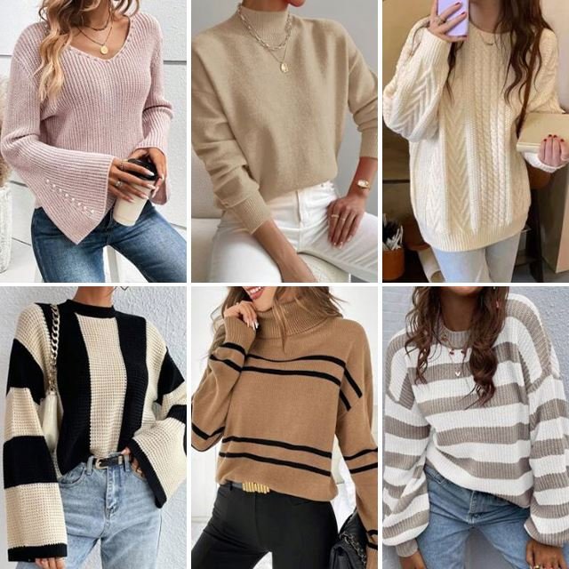 Wholesale high-quality winter Used long sleeved round neck pullover knitted sweater for women