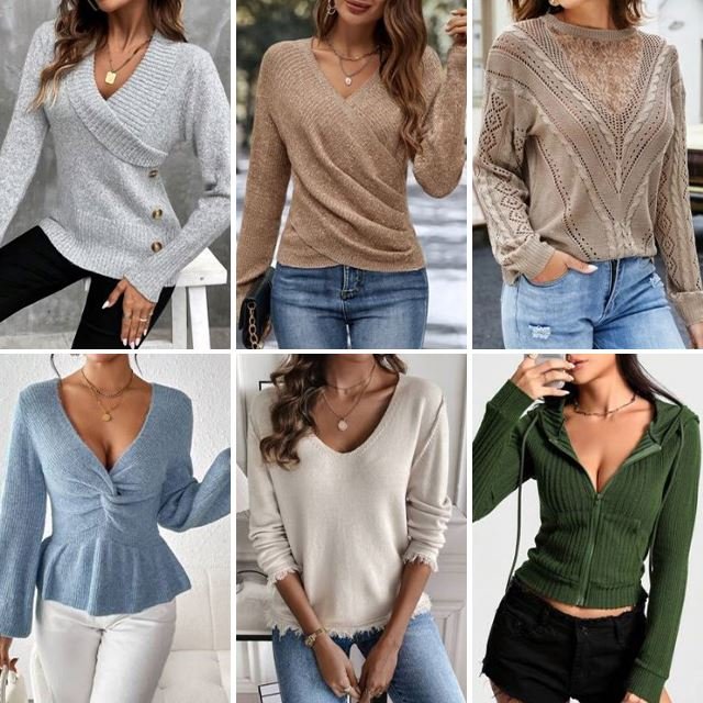 Wholesale high-quality winter Used long sleeved round neck pullover knitted sweater for women
