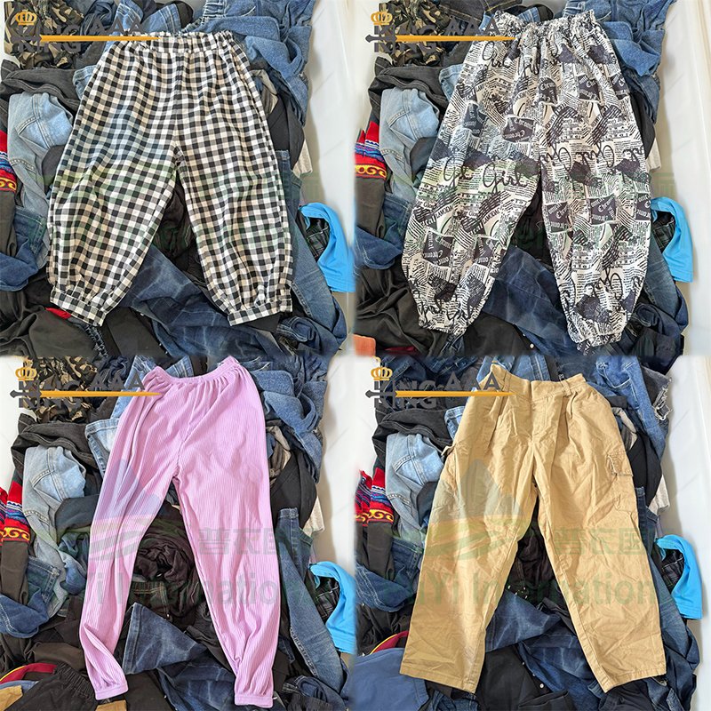 KINGAAA teenage pants used kids clothes second hand clothing kids clothes bales from uk 45kg-50kg