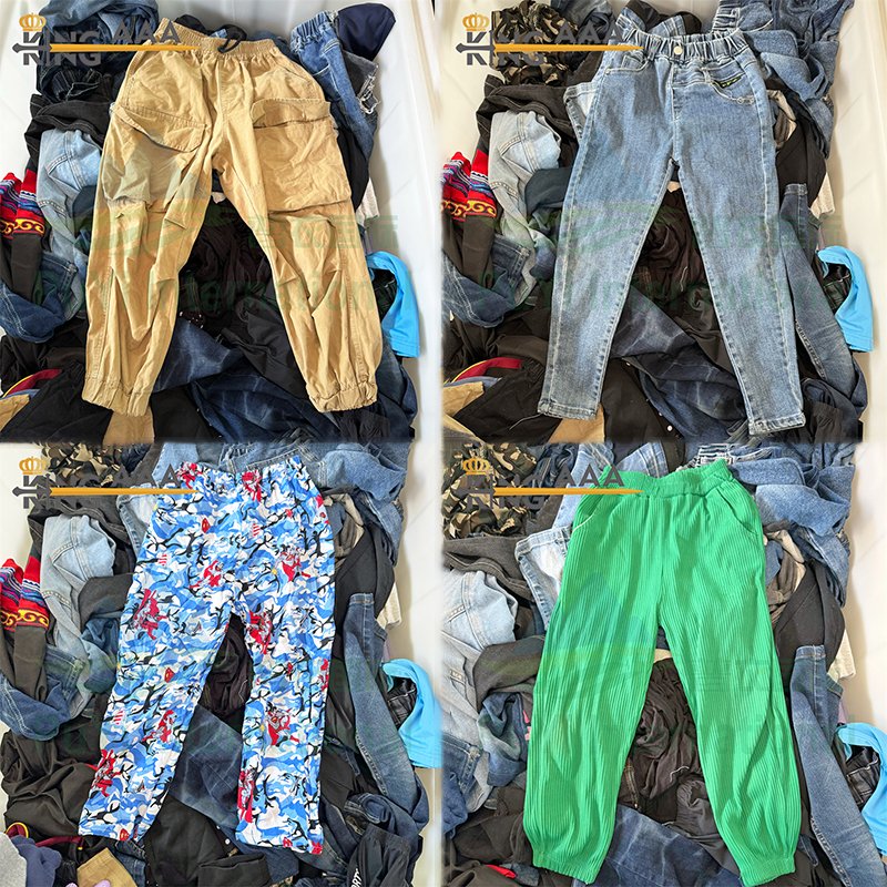 KINGAAA teenage pants used kids clothes second hand clothing kids clothes bales from uk 45kg-50kg