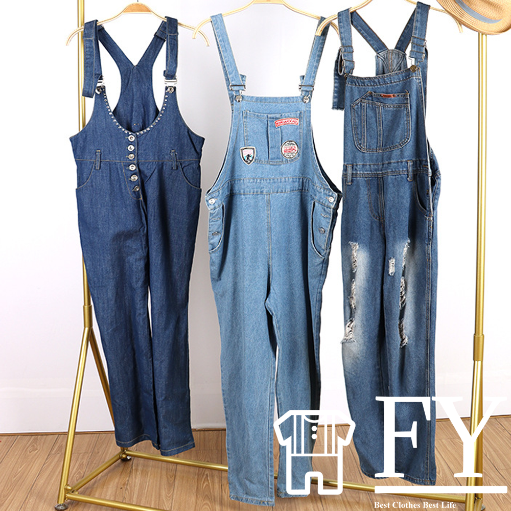 FengYang Used Denim Overalls Long Second-hand Clothes for Bales Women Men Children Adult Grade A Factory Outlet Used Clothes