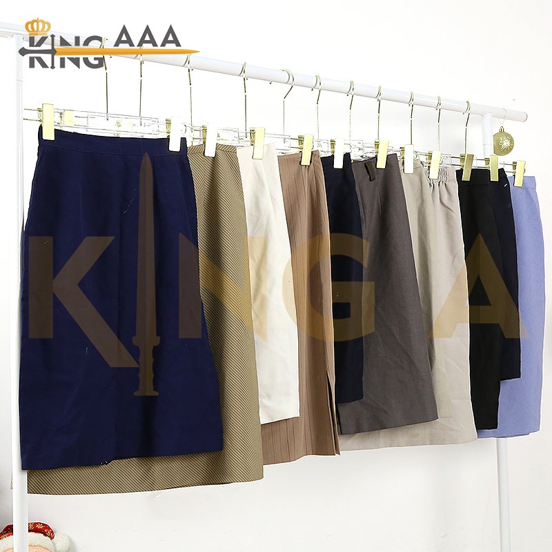 Wholesale Fashion Solid Color Simple Slim Mid-length A-line Skirts Elegant Skirt Used Second Hand Clothes Bales