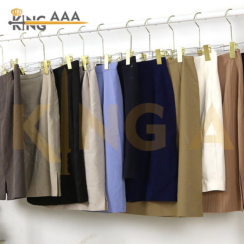 Wholesale Fashion Solid Color Simple Slim Mid-length A-line Skirts Elegant Skirt Used Second Hand Clothes Bales