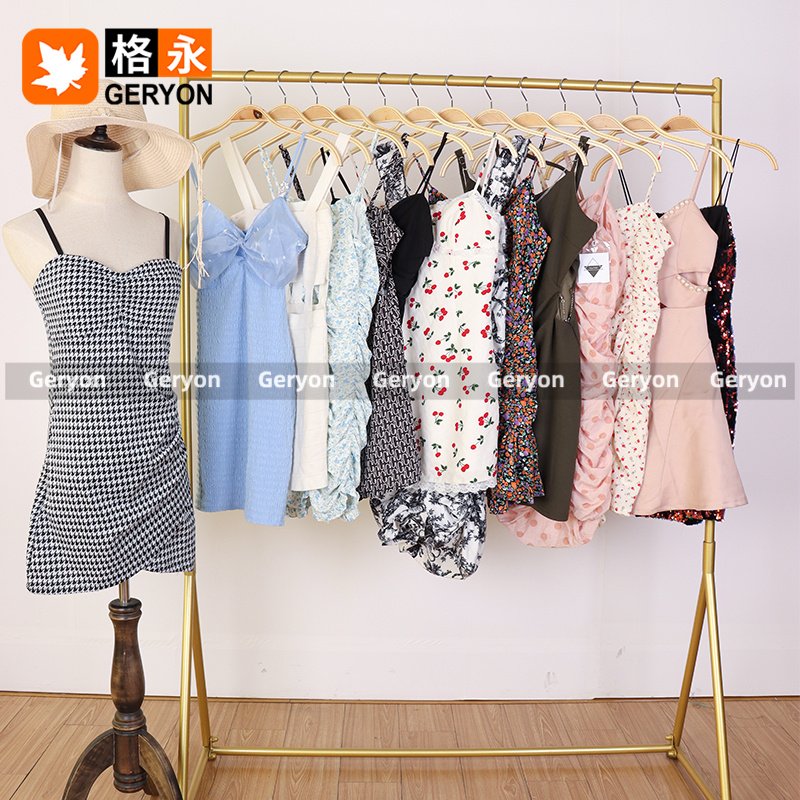 GERYON Hot Sale Sexy Summer Sleeveless Dress Used Clothes High Quality Beach Dresses Slip Second Hand Clothing for Women