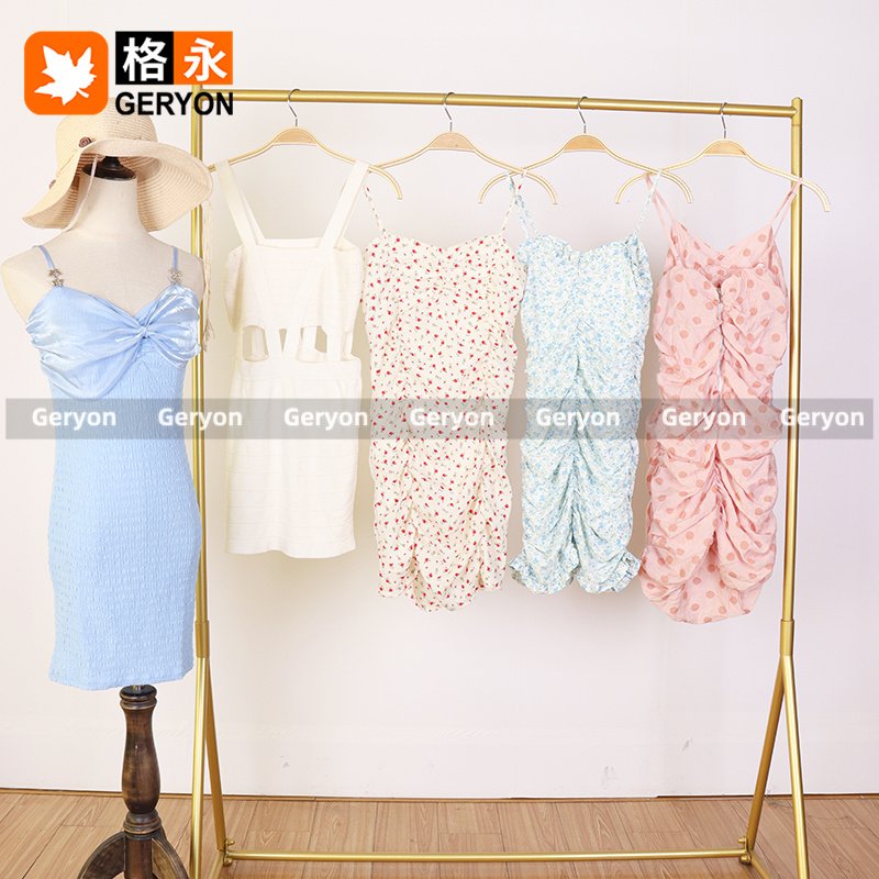 GERYON Hot Sale Sexy Summer Sleeveless Dress Used Clothes High Quality Beach Dresses Slip Second Hand Clothing for Women