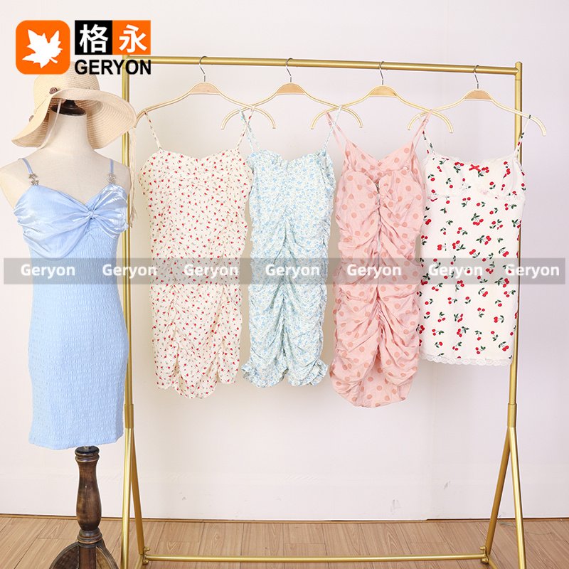 GERYON Hot Sale Sexy Summer Sleeveless Dress Used Clothes High Quality Beach Dresses Slip Second Hand Clothing for Women