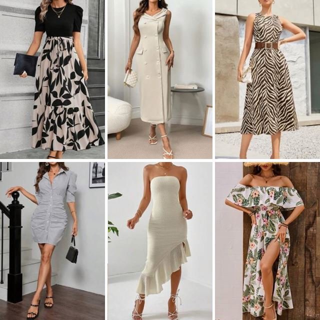 Wholesale clothing stock2024 summer fashion V-neck dresses for women's casual mix and match dresses randomly shipped