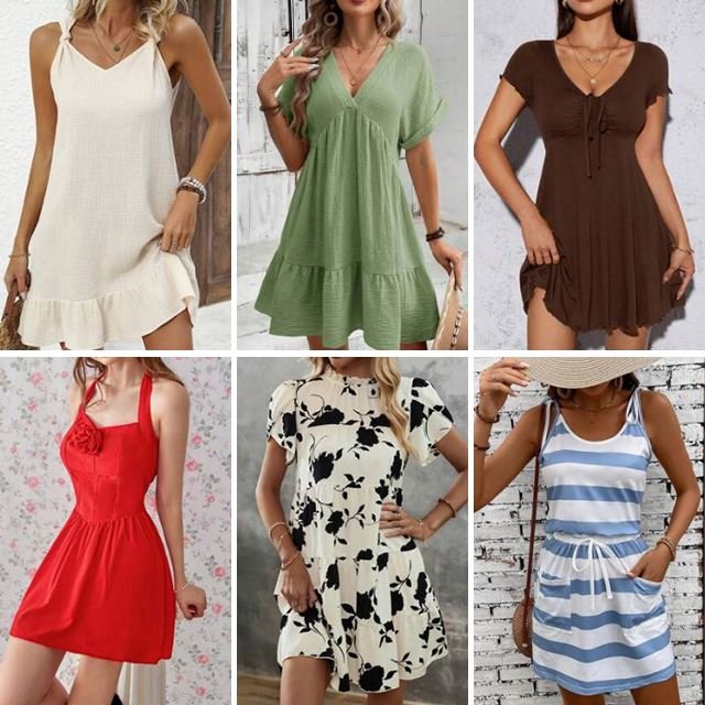 Wholesale clothing stock2024 summer fashion V-neck dresses for women's casual mix and match dresses randomly shipped