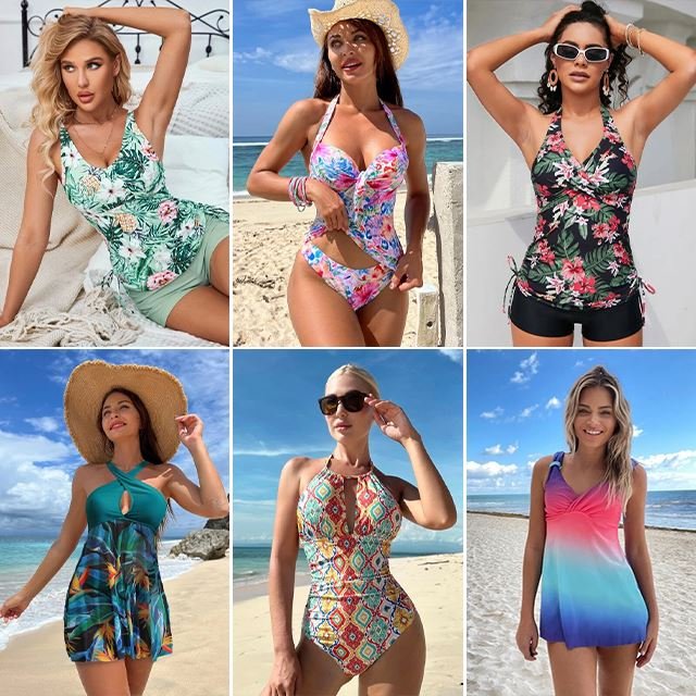 2024 new summer floral print off-neck tube top cinched waist dress women's clothing in stock