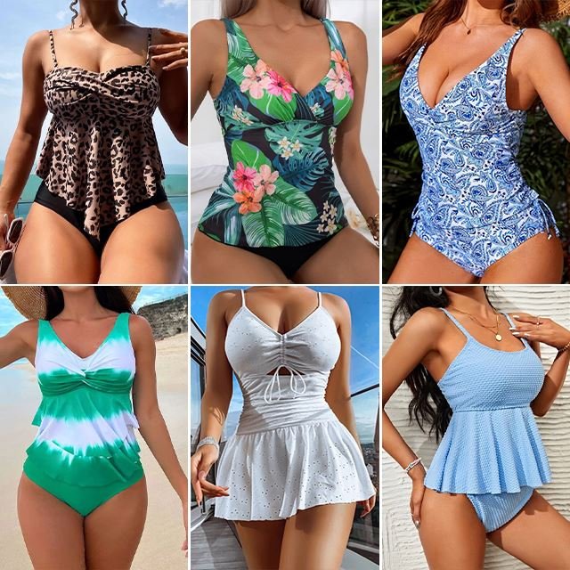 2024 new summer floral print off-neck tube top cinched waist dress women's clothing in stock