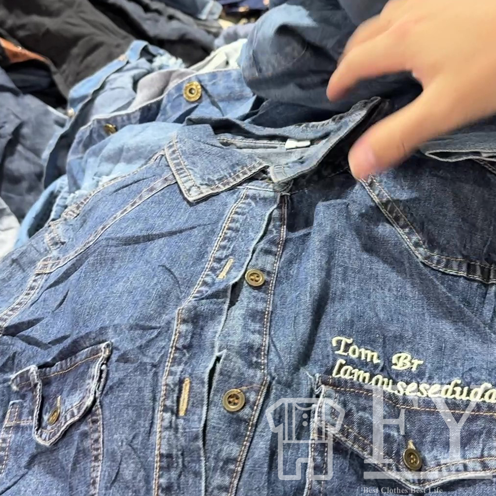 FengYang Ukay Denim Shirt Used Clothes Bales for Men Women Used Jeans for Adult Grade A Factory Outlet