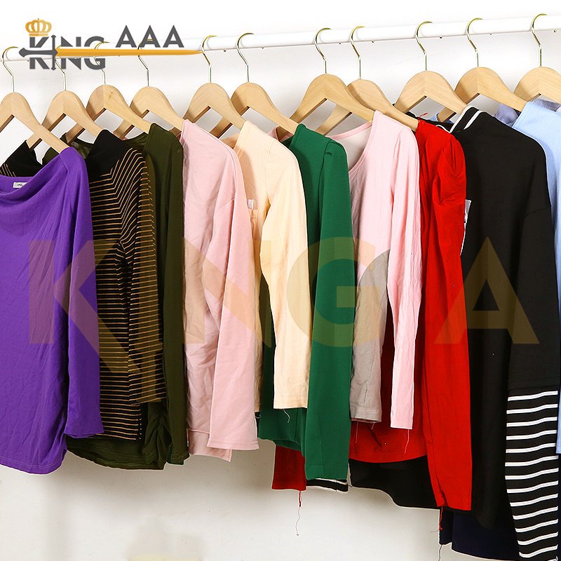 Wholesale Ladies Long Sleeve T Shirt Vintage Used Clothes Autumn 100% Cotton O-neck Second Hand Clothes Ukay Ukay Bale