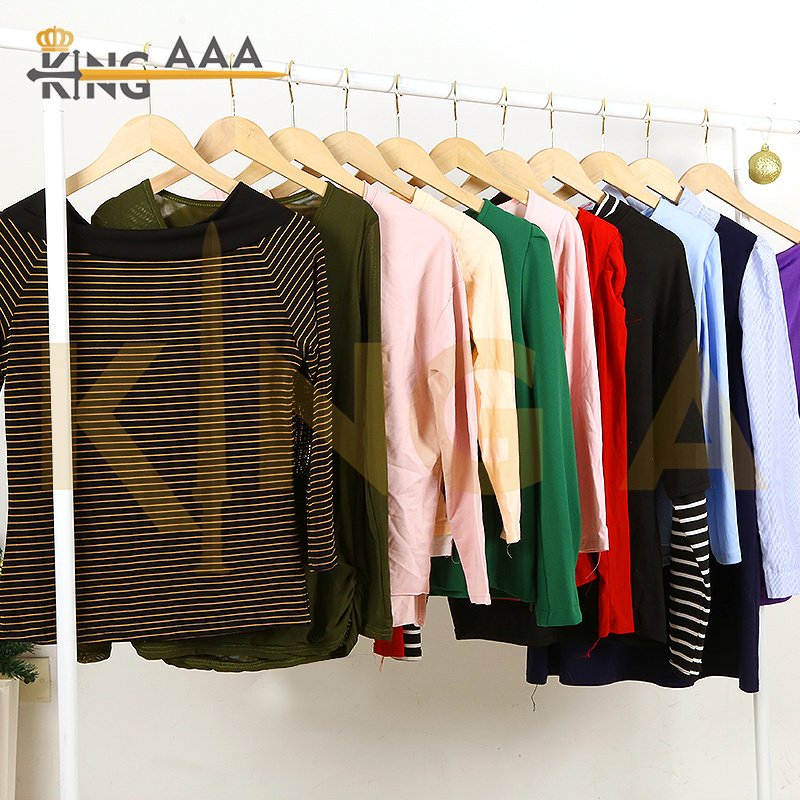 Wholesale Ladies Long Sleeve T Shirt Vintage Used Clothes Autumn 100% Cotton O-neck Second Hand Clothes Ukay Ukay Bale