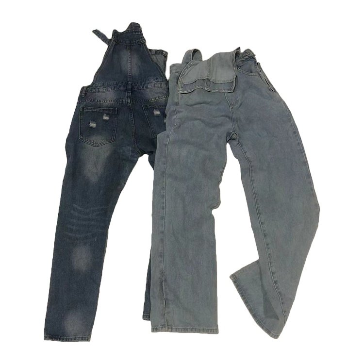 Wholesale 100kg used clothes denim jumper pants ukay ukay used denim jumper pants long for ladies
